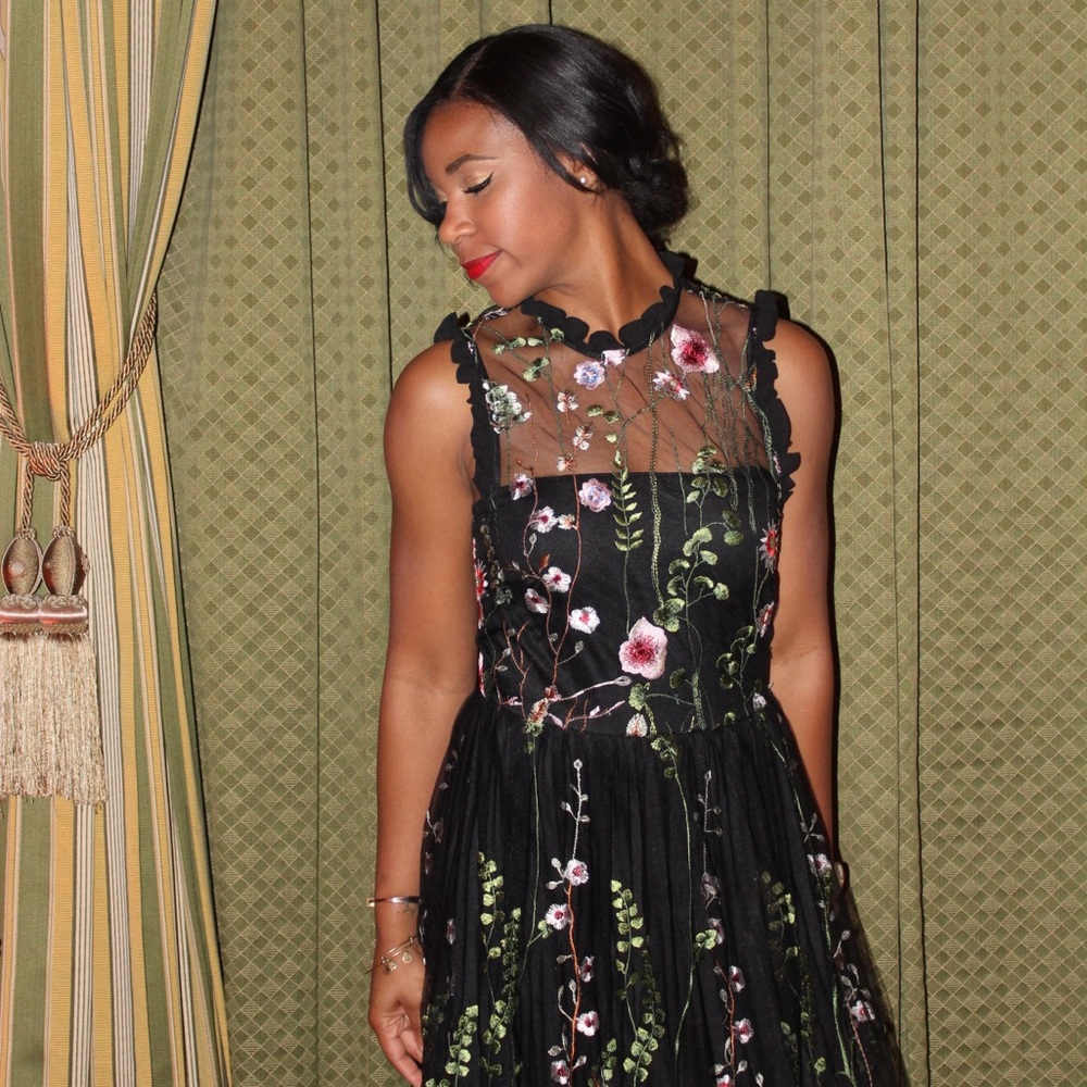 Flower lace and Black dress